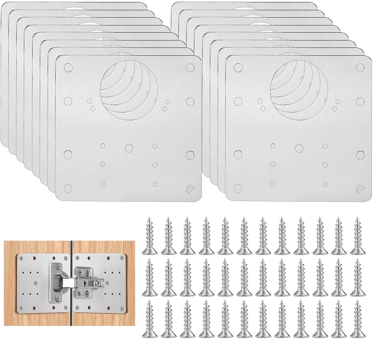 Dailygoods- Scharnierreparatieplaten 10-delige set - Roestvrij Stalen