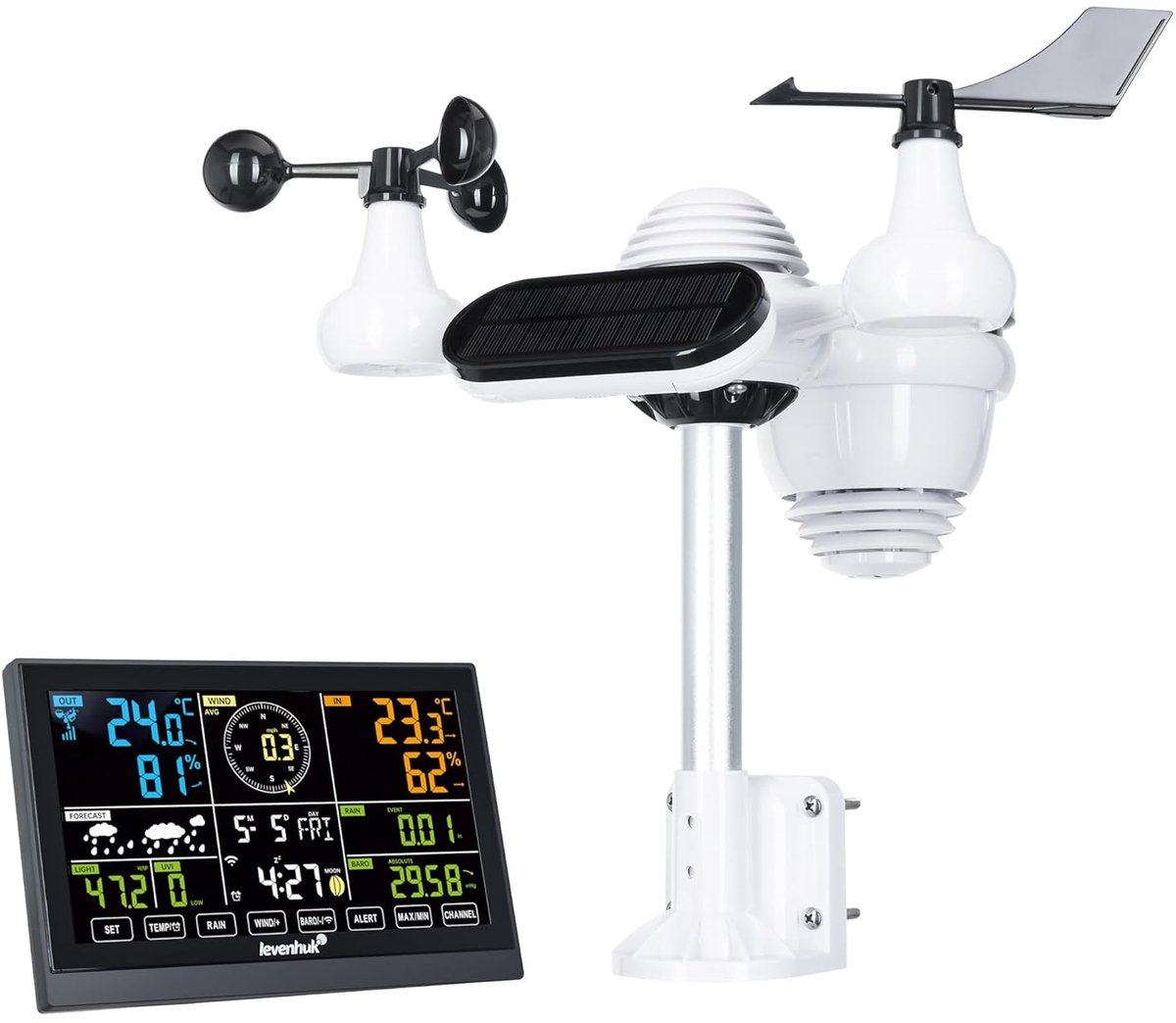 Digitale Weerstations - Weer Monitor - Thuis Weer Meten - 7-in-1 Functies - LCD Kleurenscherm - Zwart
