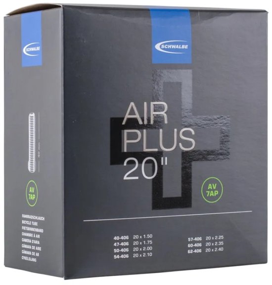 Fiets Binnenband Schwalbe Air Plus AV7AP 20" / 40/62-406 - 40mm Fransventiel van Schwalbe — afbeelding 2
