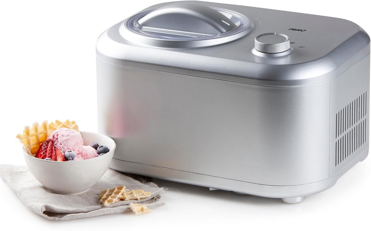 IJsmachine met Compressor - Zelfvriezend Apparaat - Thuis Dessert Maken - Ingebouwde Compressor - 1 Liter Capaciteit - Zilver