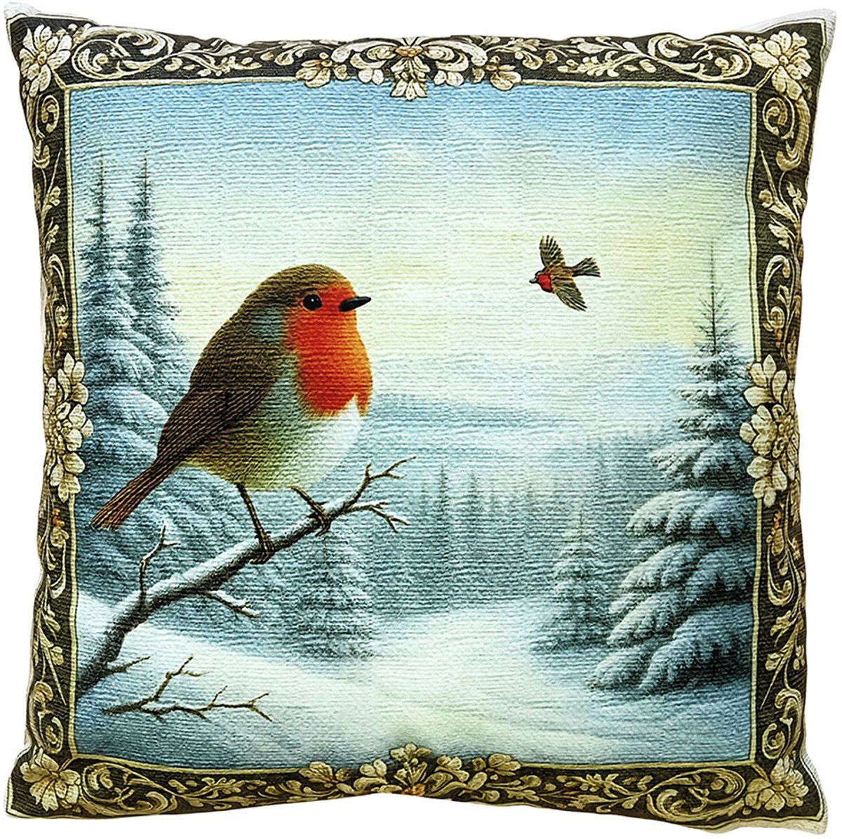 Clayre & Eef Sierkussen 45x45 cm Blauw Polyester Vogel
