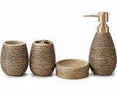 Badkamer Accessoires Set 3-Delig – Zeepdispenser, Zeepschaal en Decoratie – Modern Badkamer Accessoires Set – Stijlvol Design voor Badkamer en Toilet