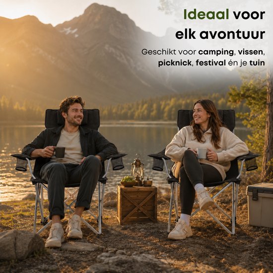 ACAZA Campingstoel - Strandstoel - PREMIUM - Draagvermogen 150 kg - Klapstoel - Kampeerstoel - Vouwstoel - Camping - Strandstoel Opvouwbaar - Visstoel - Klapstoelen - Festival Stoel - Zwart — afbeelding 3