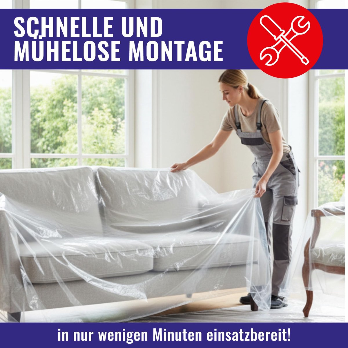 Chle-Mar 6x Transparante beschermfolie 4x5 m 20 m², LDPE-afdekfolie - ShopVlot