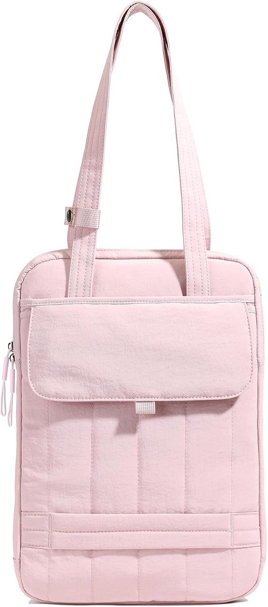 Laptoptas - 15,6 Inch Gevulde Laptophoes met Handvat - Verticale Gequilte Schoudertas - Roze