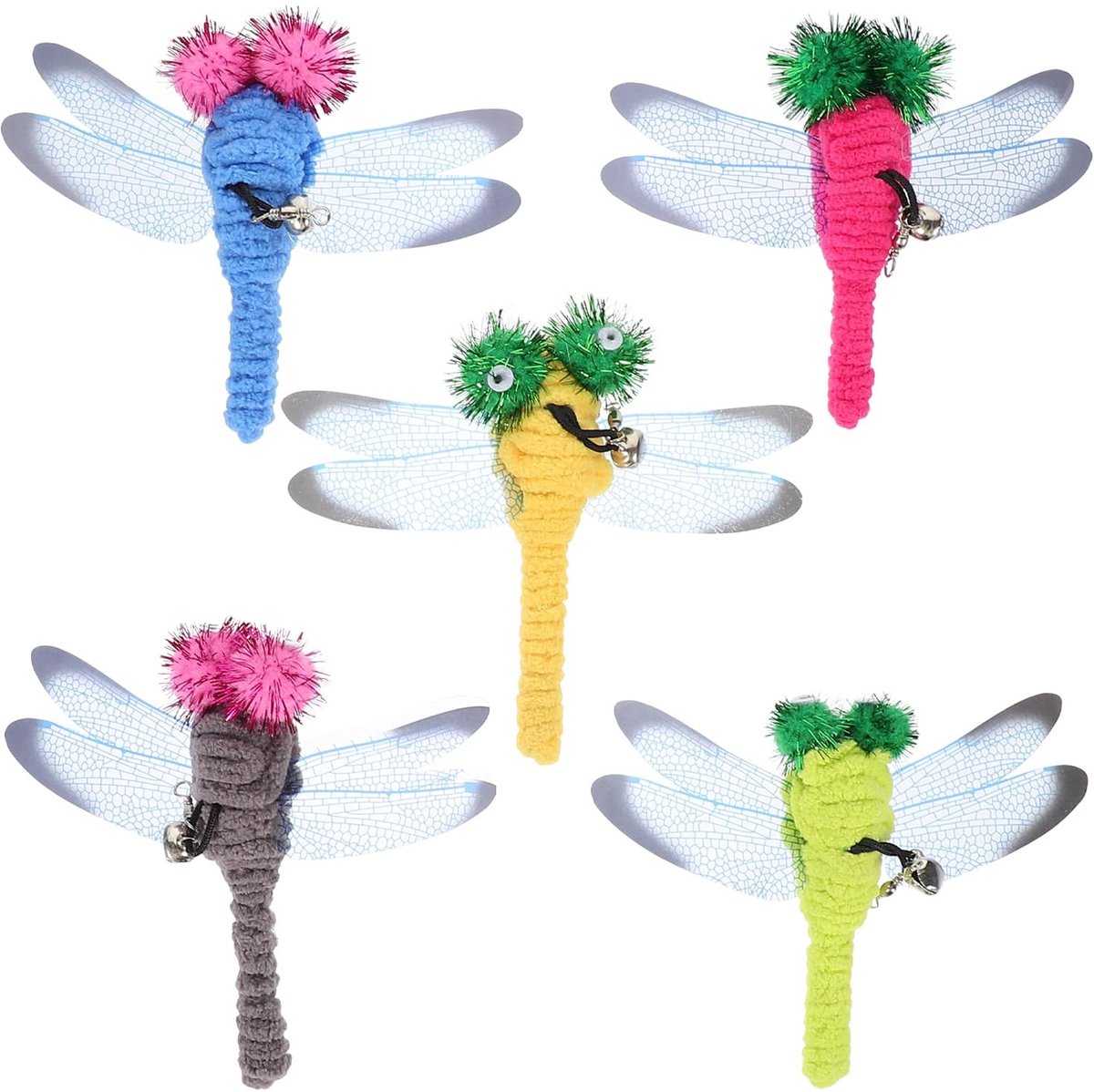 Solidchoice - 5 Stuks Pluche Katten Speelgoed met Vleermuis Ontwerp