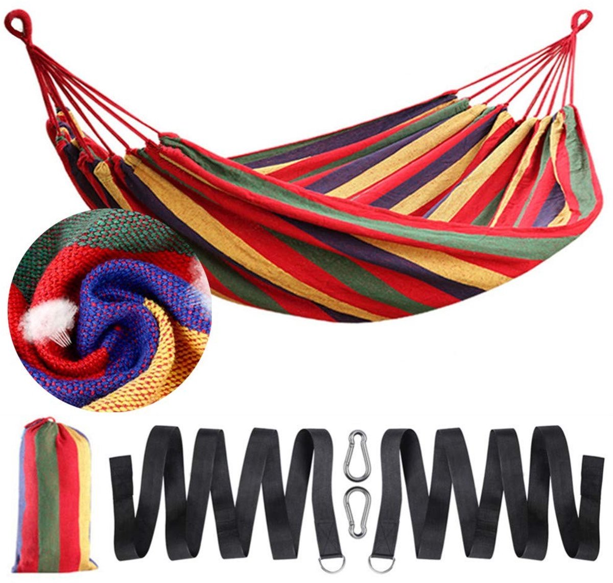 Solidchoice - Extra Grote Hammock - 275 x 150 cm, 2 Persoons, Inclusief Riemen