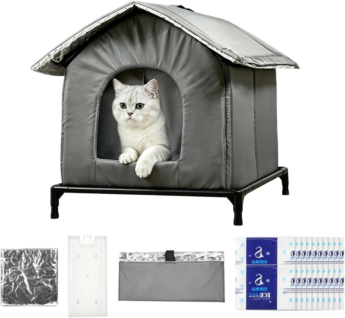 Verkoelend Kattenhuis - Kat Koeltehuis - Huisdier Comfort - Ademend Dubbellaags - 36x36cm - Grijs