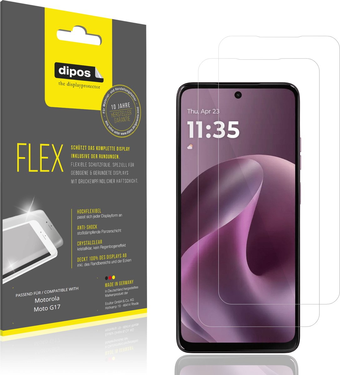 dipos – 2x Beschermfolie geschikt voor Motorola Moto G17 | 3D Full Cover Screenprotector | 100% Passend