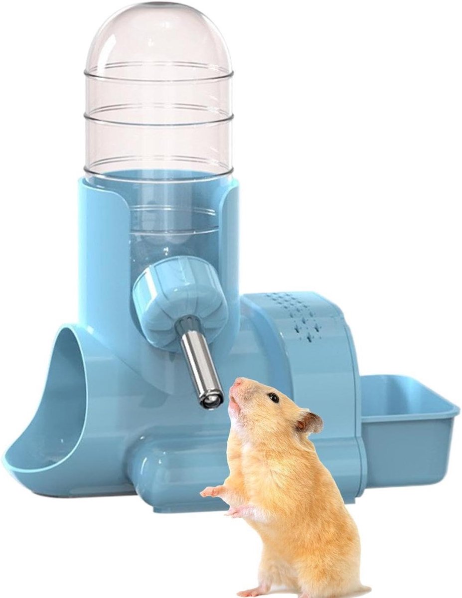 Waterdispenser Kleine Dieren - Drinkfles Hamster - Hygiënisch Voeren - Lekvrij Kogelontwerp - 15.6 x 9.6 x 15 cm - Blauw