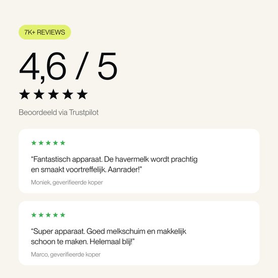 Beoordeling 4,6/5 met 7K+ reviews. Een gekadreerd citaat "Fantastisch apparaat." en "Super apparaat."