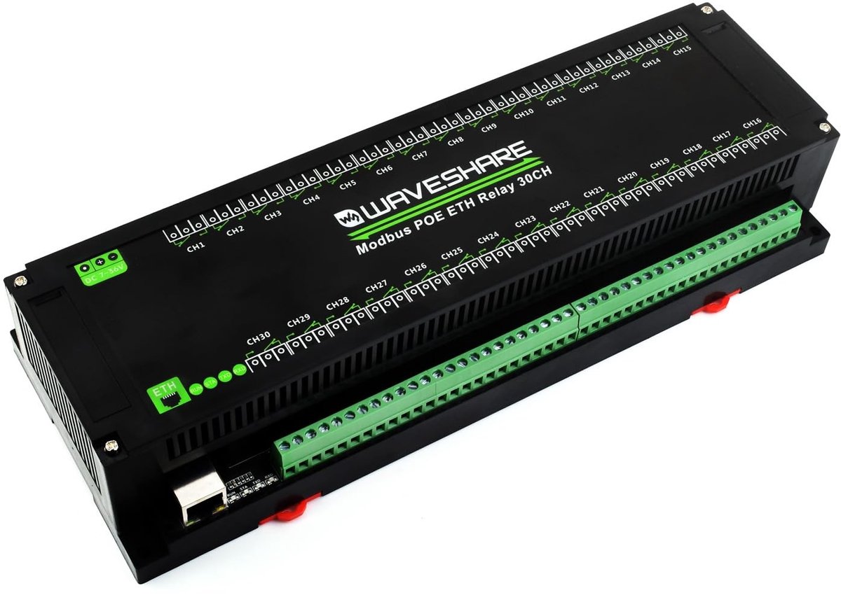 Solidchoice - 30-Kanalen Ethernet Relay Module met PoE en Modbus Ondersteuning