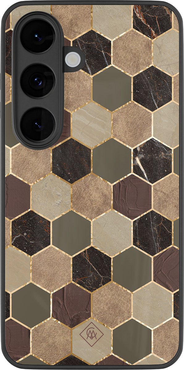 Casimoda® hoesje - Geschikt voor Samsung Galaxy S26 - Kubus Bruin Groen - Luxe Hard Case Zwart - Backcover telefoonhoesje - Bruin