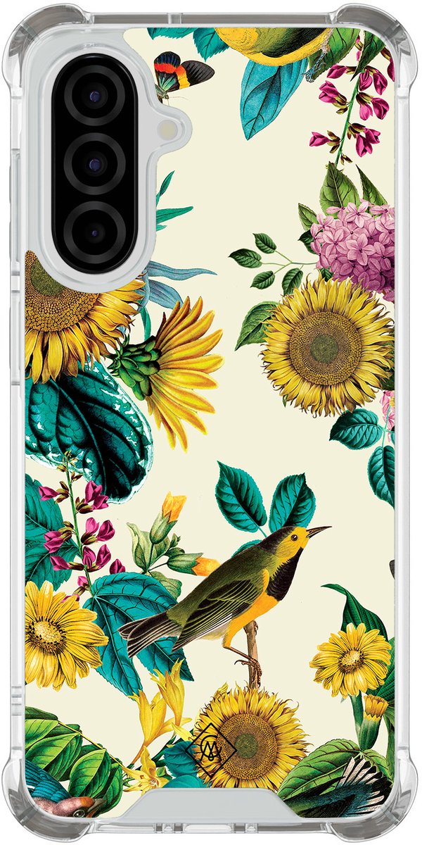Casimoda® hoesje - Geschikt voor Samsung Galaxy A37 - Zonnebloemen / Bloemen - Shockproof case - Extra sterk - TPU/polycarbonaat - Multi, Transparant