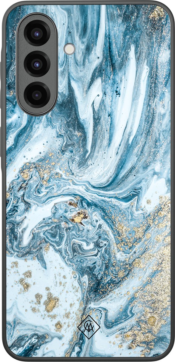 Casimoda® hoesje - Geschikt voor Samsung Galaxy A37 - Marble Sea - Zwart TPU Backcover - Marmer - Blauw