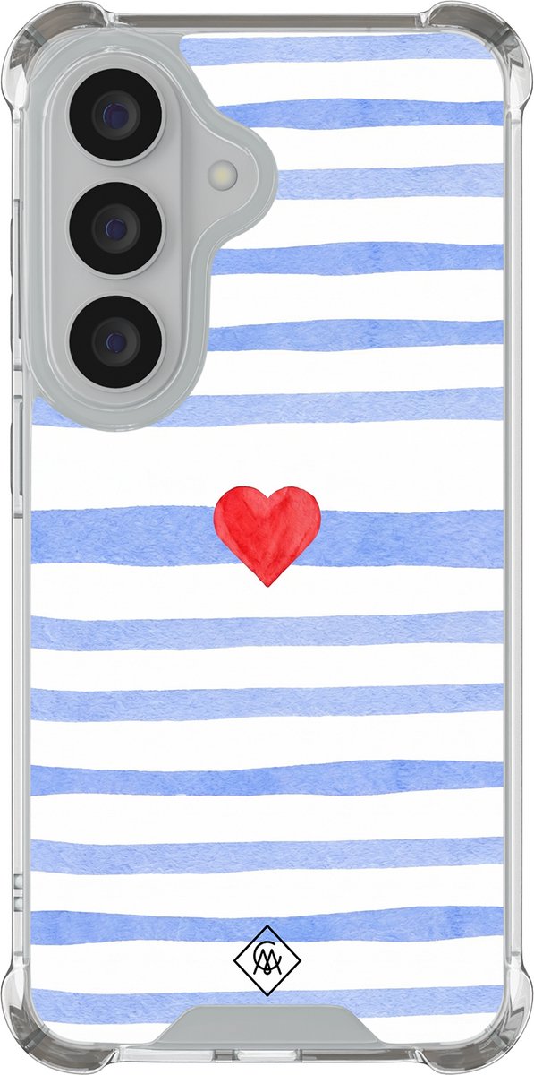 Casimoda® hoesje - Geschikt voor Samsung Galaxy S26 Plus - Blue Love Lines - Shockproof case - Extra sterk - TPU/polycarbonaat - Blauw, Transparant