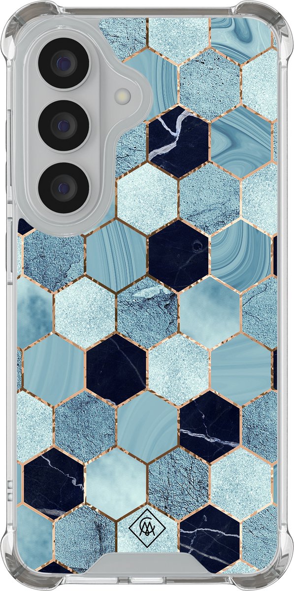 Casimoda® hoesje - Geschikt voor Samsung Galaxy S26 Plus - Blue Cubes - Shockproof case - Extra sterk - TPU/polycarbonaat - Blauw, Transparant