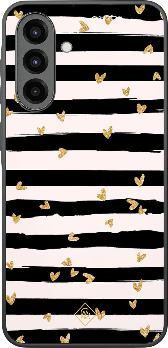 Casimoda® hoesje - Geschikt voor Samsung Galaxy A37 - Hart Streepjes - Zwart TPU Backcover - Gestreept - Zwart
