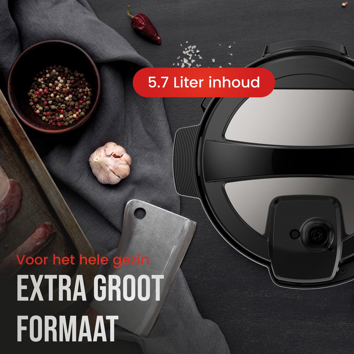 DistinQ Multicooker 9-in-1 - Snelkookpan - Pressure cooker - Rijstkoker - Slowcooker - Stomer - Sous-vide – foto 2