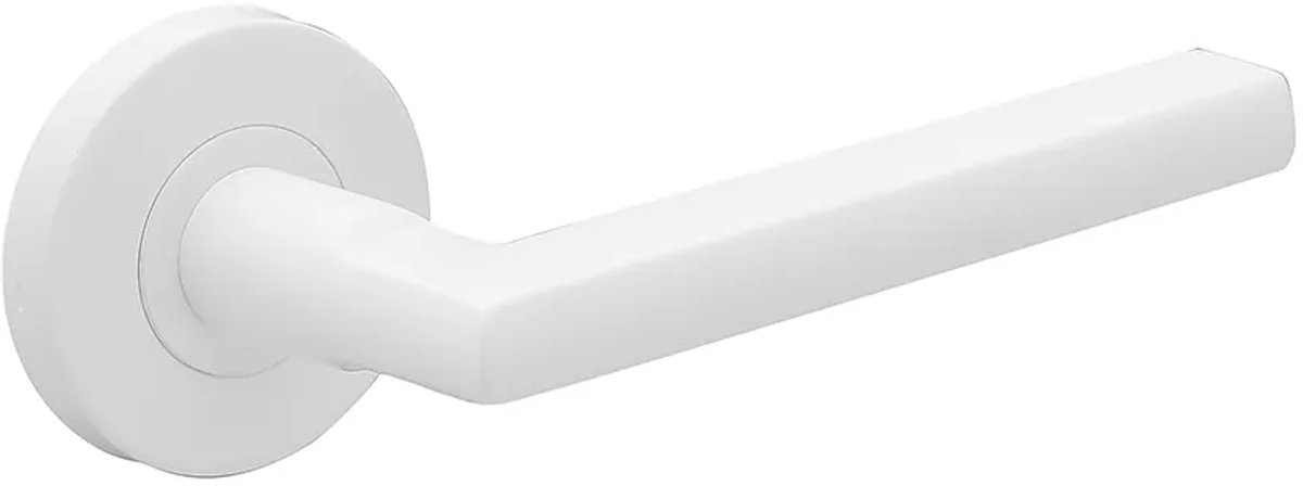 Deurkruk (2x) Stella rond 12,5mm haaks op rozet mat wit PVD gecoat | Witte deurklinken
