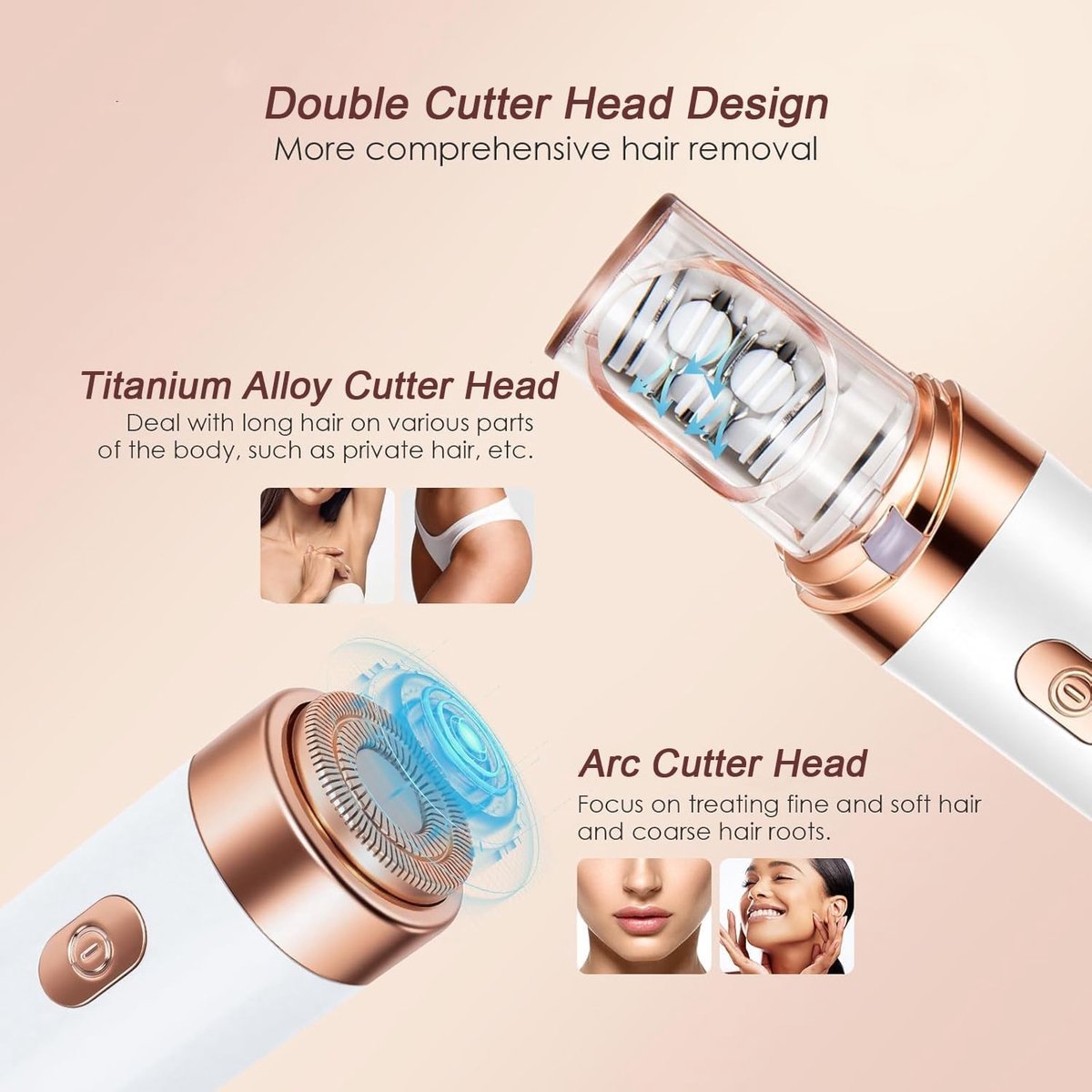 Epilator - Scheerapparaat - Gezichtsepilator voor Vrouwen - 2‑in‑1 Elektrische Epilator met Led‑lamp - Effectief Haarverwijdering - voor Gezicht, Benen, Armen, bikinilijn en Oksels thumbnail 3