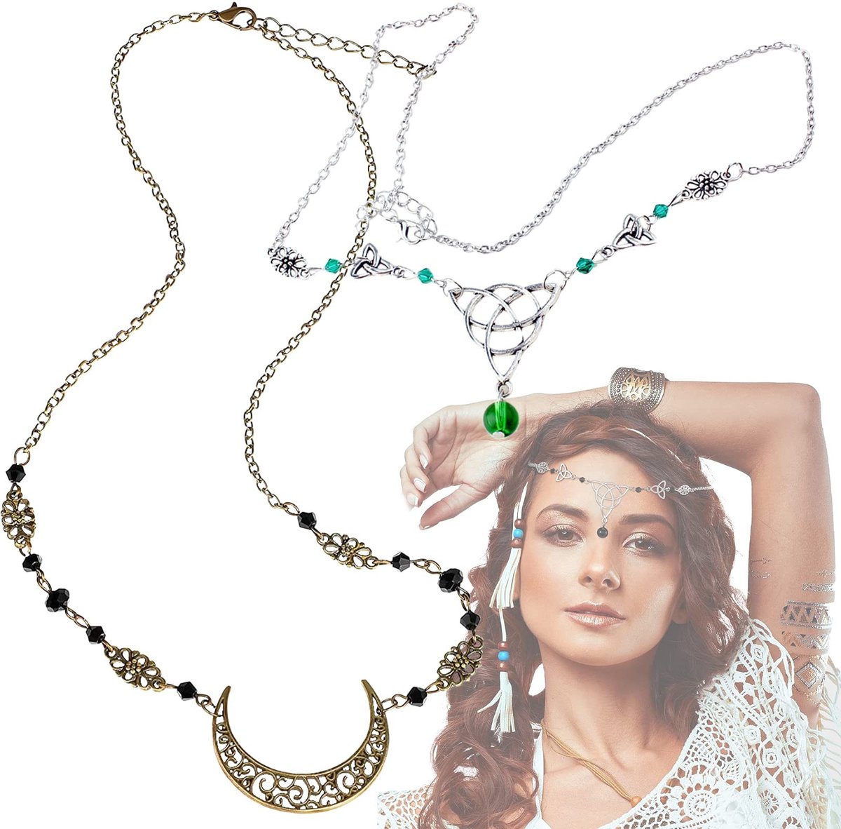 Solidchoice - Set van 2 Boho Hoofdkettingen met Vintage Ontwerp