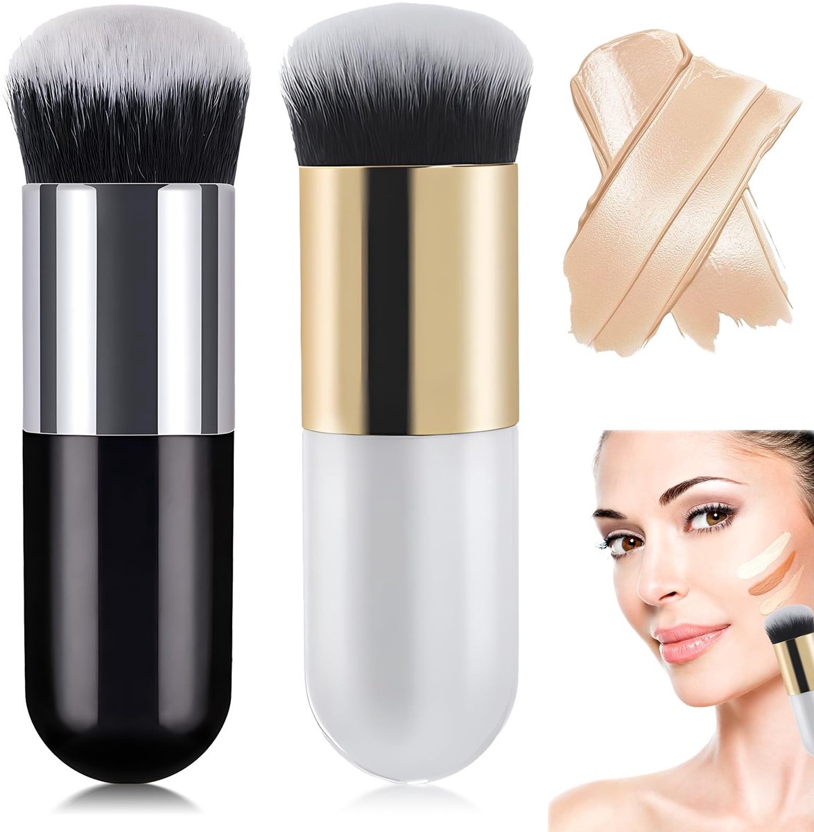 Solidchoice - 2 Stuks Make-up Brushes Set voor Perfecte Make-up
