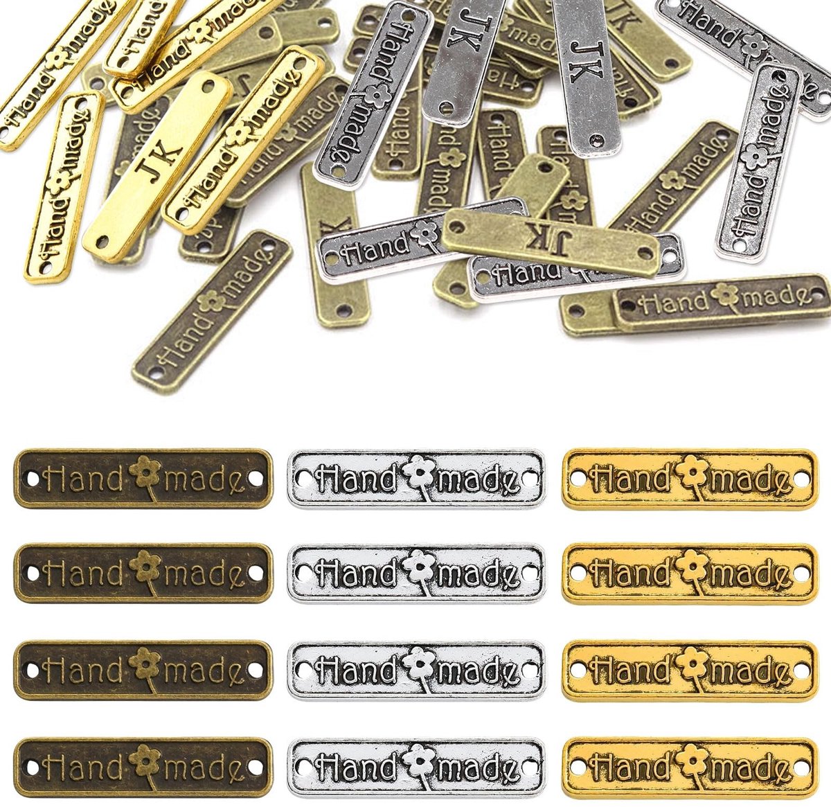 Solidchoice - Handgemaakte Labels 150 Stuks Metalen Kledinglabels Retro