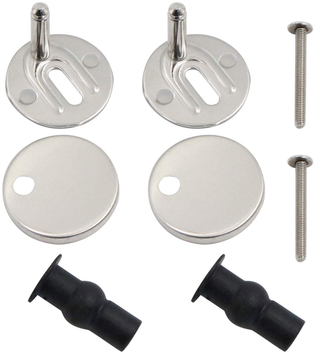 Toiletbril Bevestigingsset - Toiletbril Scharnieren - Toilet Repareren - Universele Pasvorm - 47mm Schroeven - Zilver Zwart Transparant
