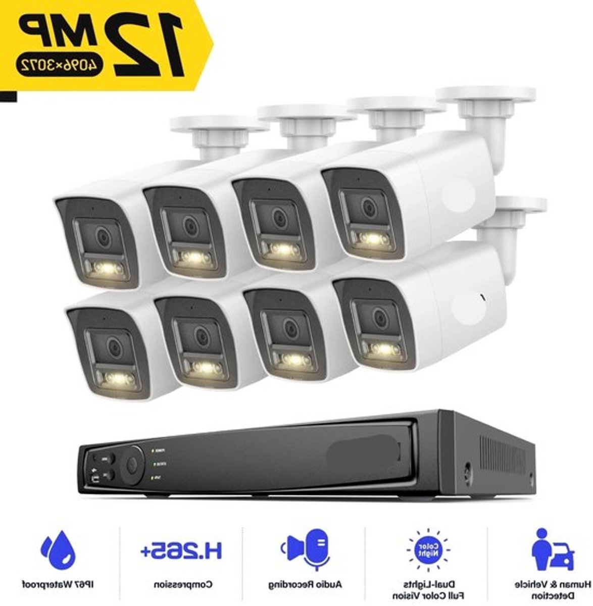 IP-Bewakingscamera – PoE Camera – Beveiligingscamera – IP Camera – 12 Megapixels – Nachtzicht – Bewegingsherkenning