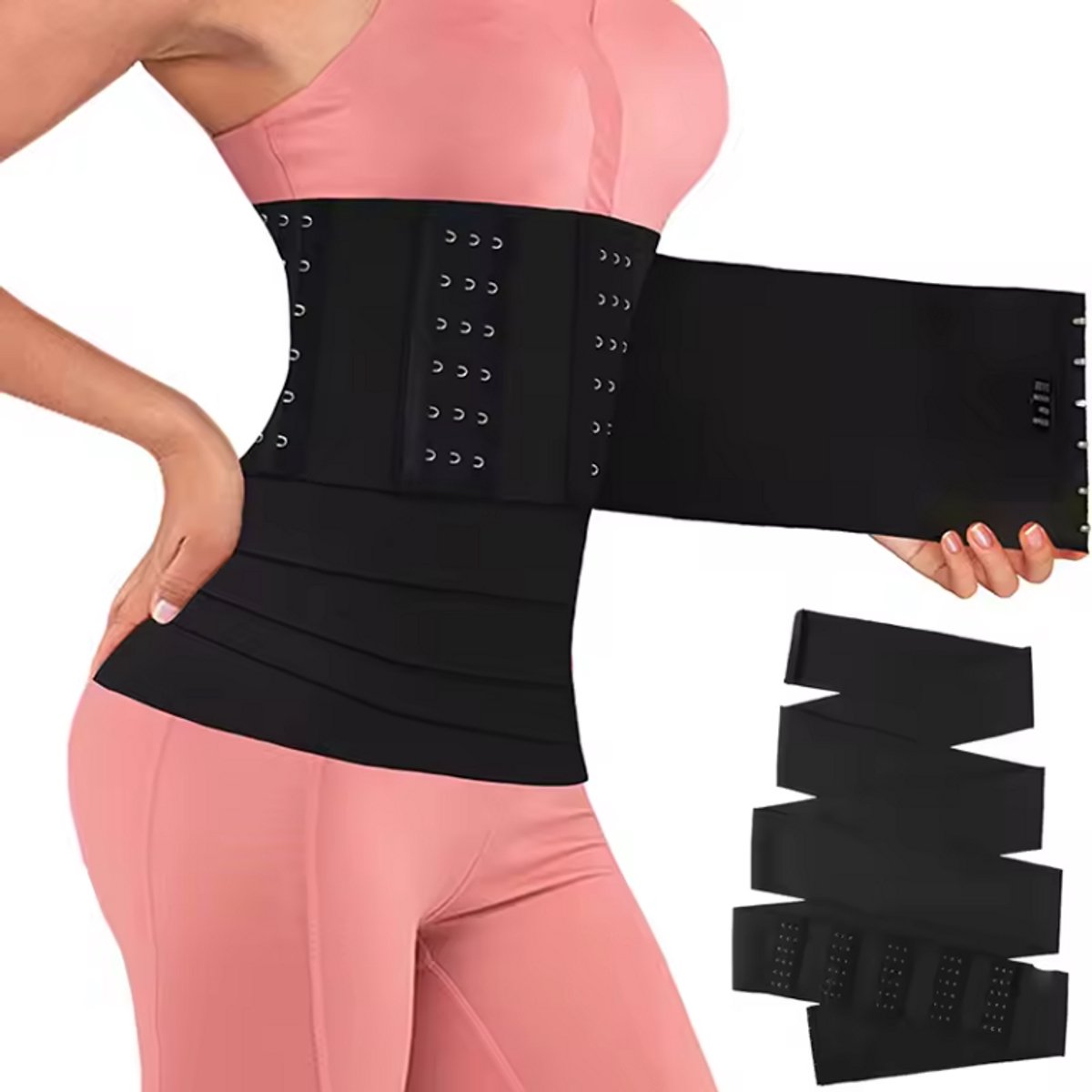 New Age Devi - Transformeer je taille met deze Waist Corset - 5 Meter | Afslankband | Zweetband | Saunaband | Vet verbranden | Corrigerend buik | Hook Version | One size