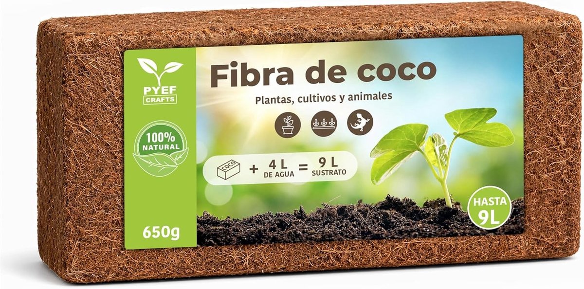 Kokosvezel Baksteen - 9L - Turfvrije Kokoscompost voor Kamerplanten en Reptielen