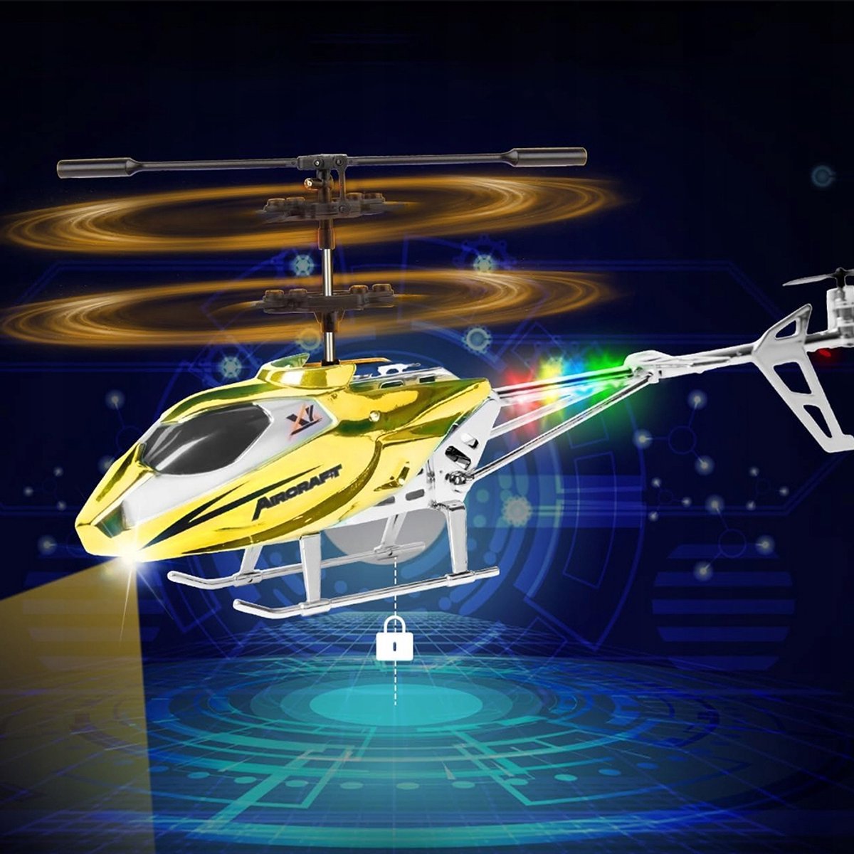 RC Vliegtuig - RC Helikopter - Afstandsbediening Helikopter Speelgoed - Binnen Mini Drone - met 3.5 Kanaal - 2,4GHz - 1 Druk Opstijgen & Hoogte Houden - LED Licht - Voor Beginners en Kinderen - Goud — cadeau in Spellen & Speelgoed - foto 6