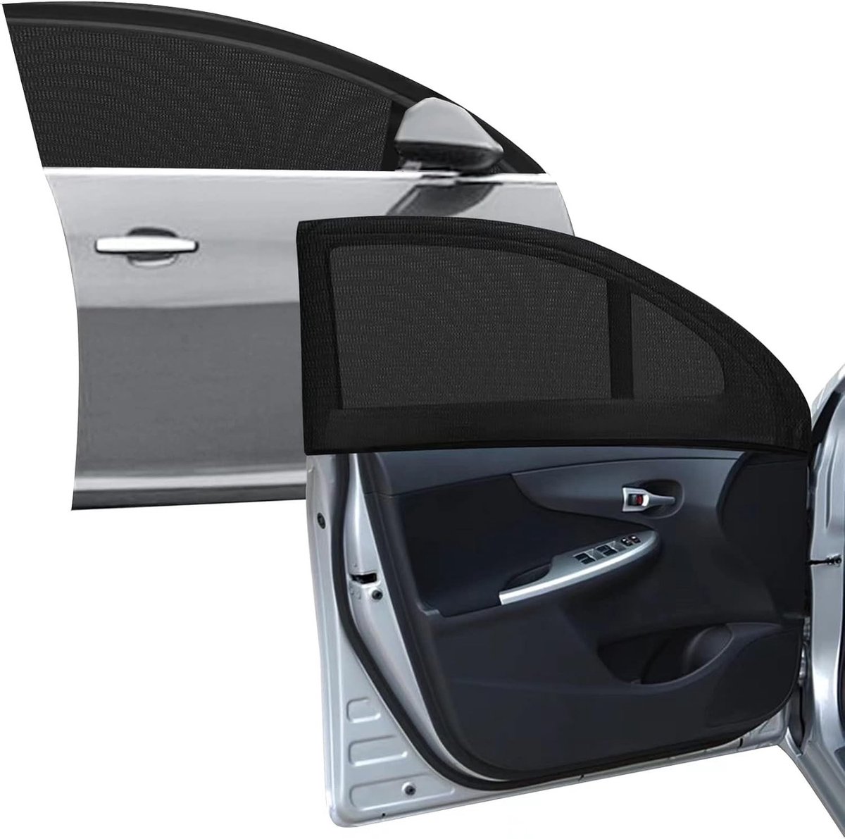 Autovensterscherm - Zwart - Voorruit (85-110 cm) - Elastisch Zonnescherm voor Auto - Voor Camping en Privacy