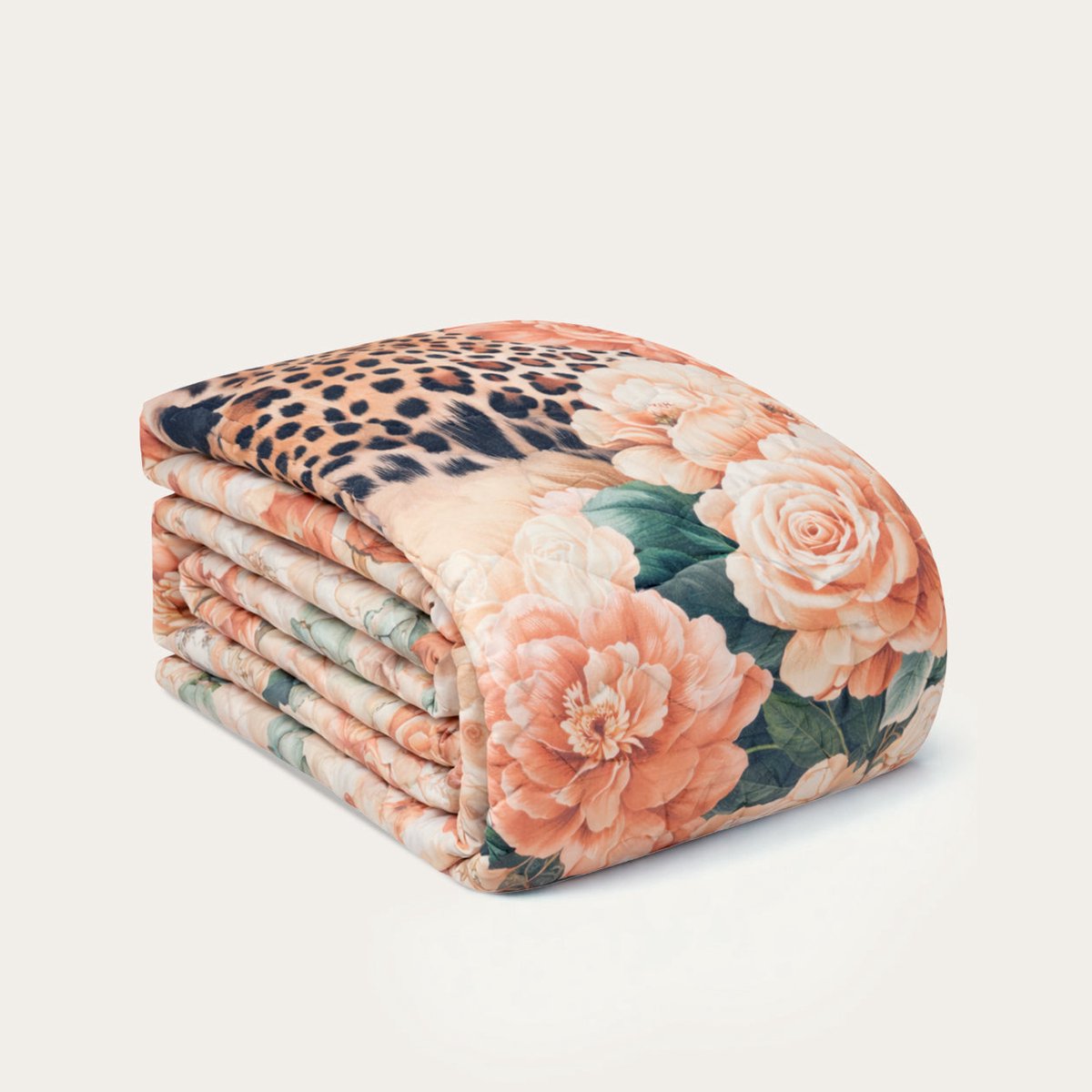 HappyBed Dekbed zonder overtrek 240x220 - Wasbaar Dekbed - Bedrukt dekbed zonder hoes - Hoesloos Dekbed - Lits Jumeaux - Leopard bliss