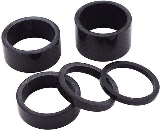 28.6mm Carbon Fiber Stem Spacers - Bicycle Fork Headset Shaft Spacers - 3mm-5mm-10mm-15mm-20mm Five-Piece Set - Mountain Bike/Road Bike Height Adjustment Accessories — afbeelding 2