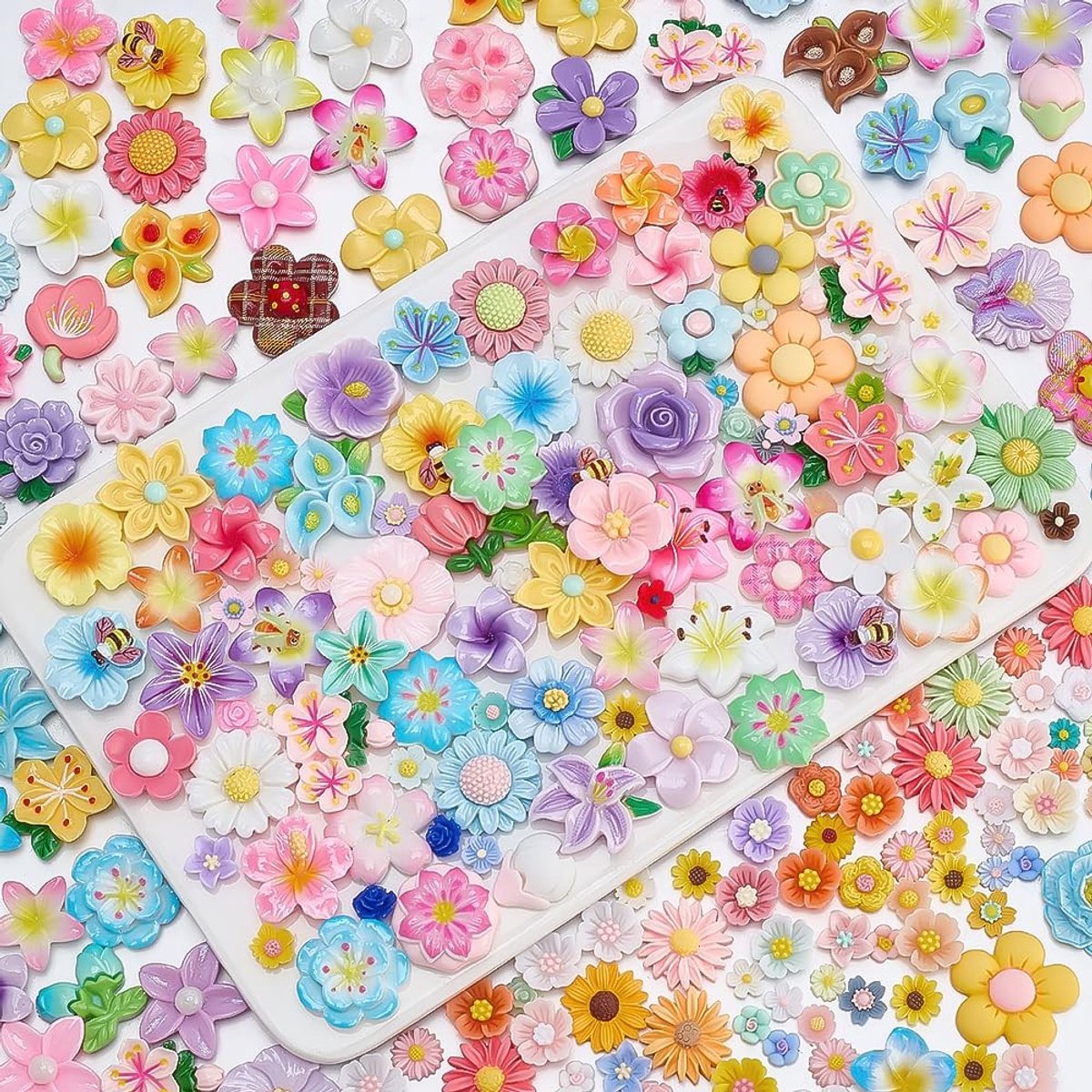 Solidchoice - 160 Stuks Mini Hars Bloemen - Diverse Stijlen voor Sieraden en Decoratie