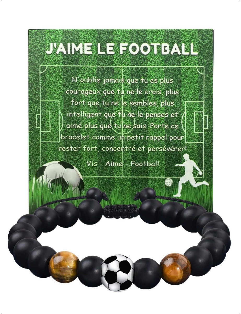 Solidchoice - Voetbalarmband van Natuursteen - Verstelbaar voor Jongens en Meisjes