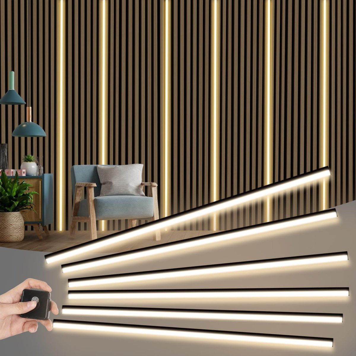 Solidchoice - Dimbare LED voor akoestische panelen, 2,4 m met aanraakschakelaar