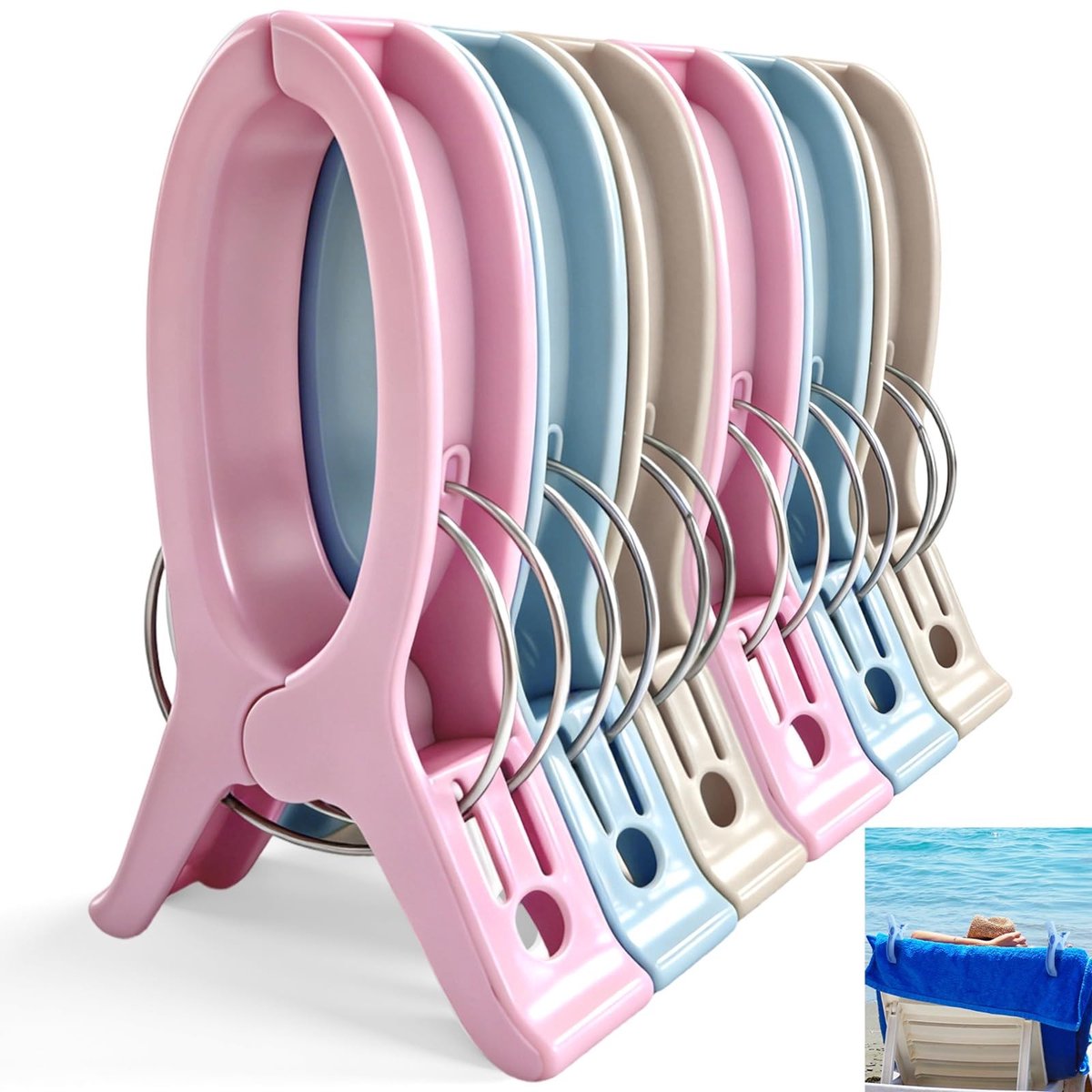 Solidchoice - 6 Stuks Grote Strandhanddoek Clips