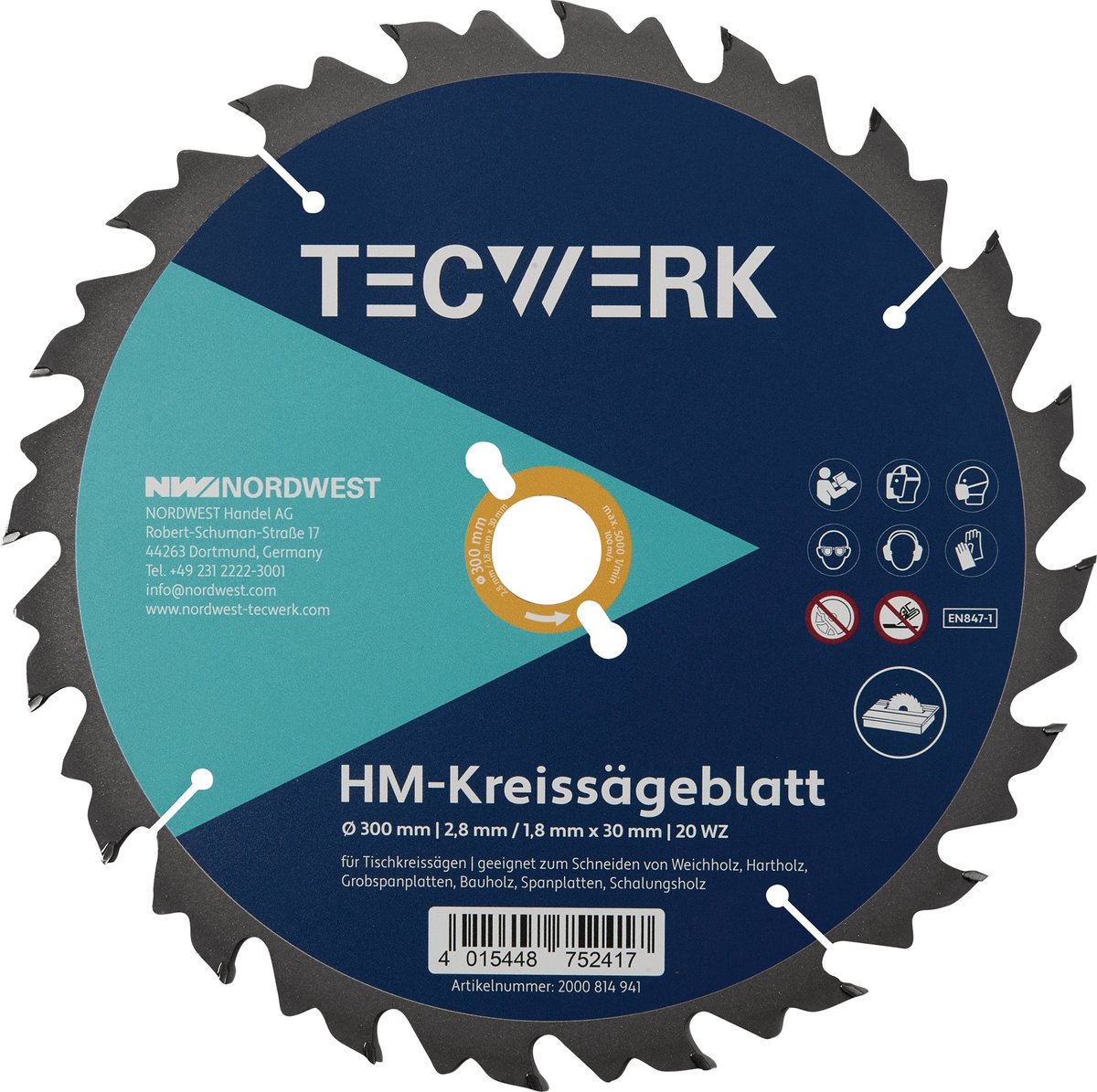 Tafelcirkelzaagblad AD 700mm Z.42 WZ Snijbreedte 4,2mm TECWERK