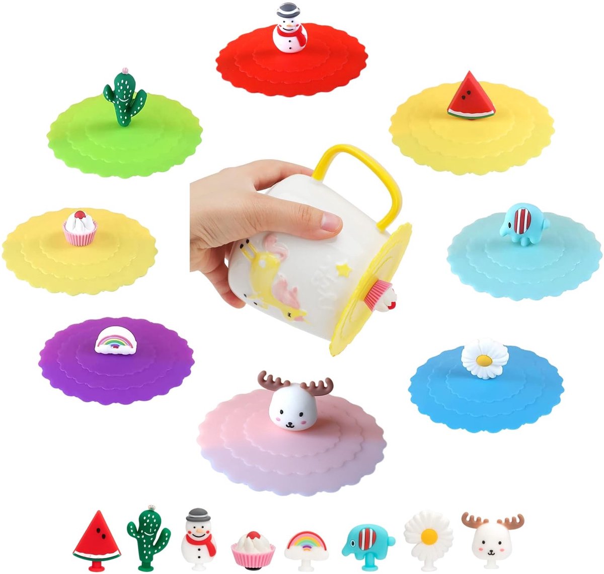 Solidchoice - 8 Stuks Silicone Drinkglazen Deksel Set