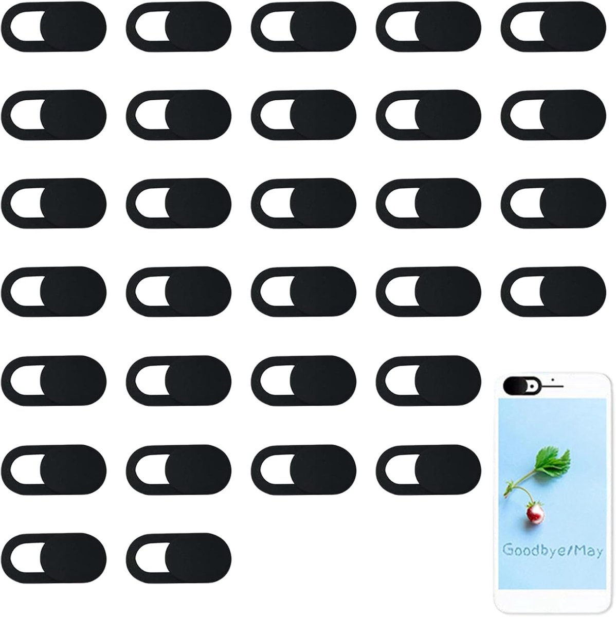 30 stuks camera-afdekking voor mobiele telefoon, laptopcameraafdekking, verschuifbaar voor bescherming van je privacy, ultradunne webcameraafdekking, voor computer, mobiele telefoon, tablet,