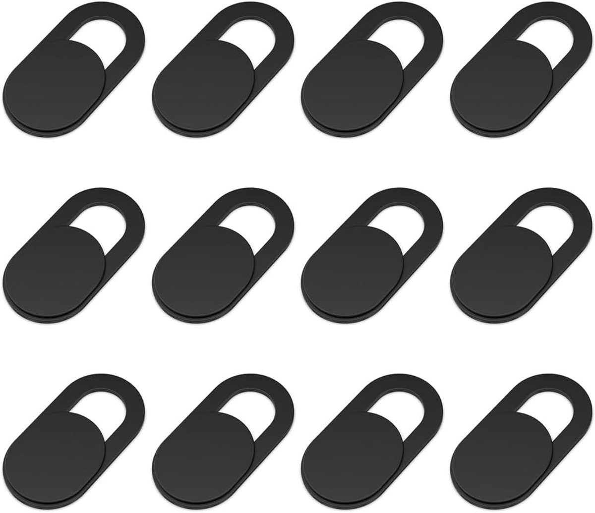 - Webcam Afdekking - Inkijkbescherming - Zwart - Privacy - Geschikt voor Meerdere Apparaten - 12 stuks.