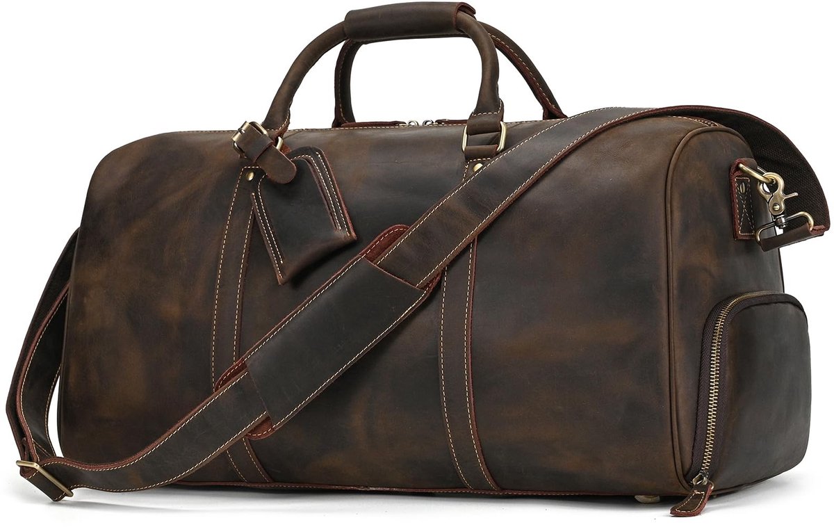 Solidchoice - Vintage Weekend Reiszak van Echt Leer, 55cm