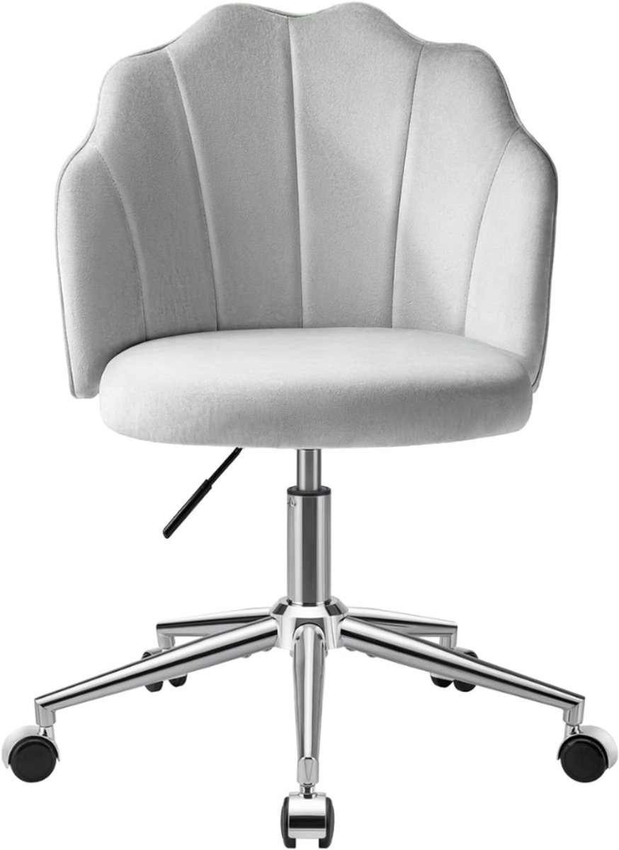 ZRNS® Kaptafel Stoel - Make Up Stoel - Bureaustoel - Verstelbaar - Fluweel - Grijs