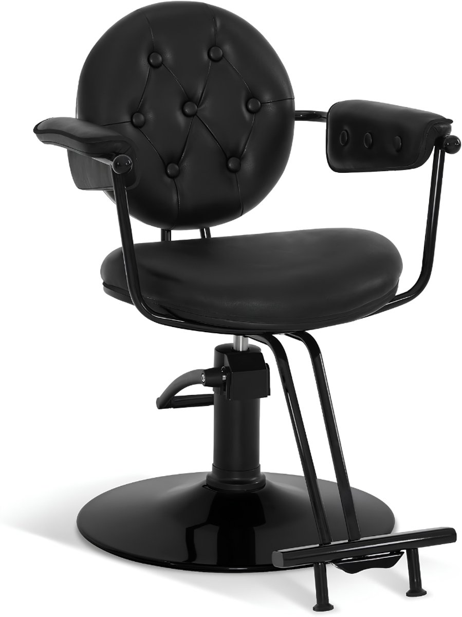 Lìon® Kappersstoel - Kappersstoel met Voetensteun - Kapper Stoelen - Zwart - 86cm x 67cm x 88cm