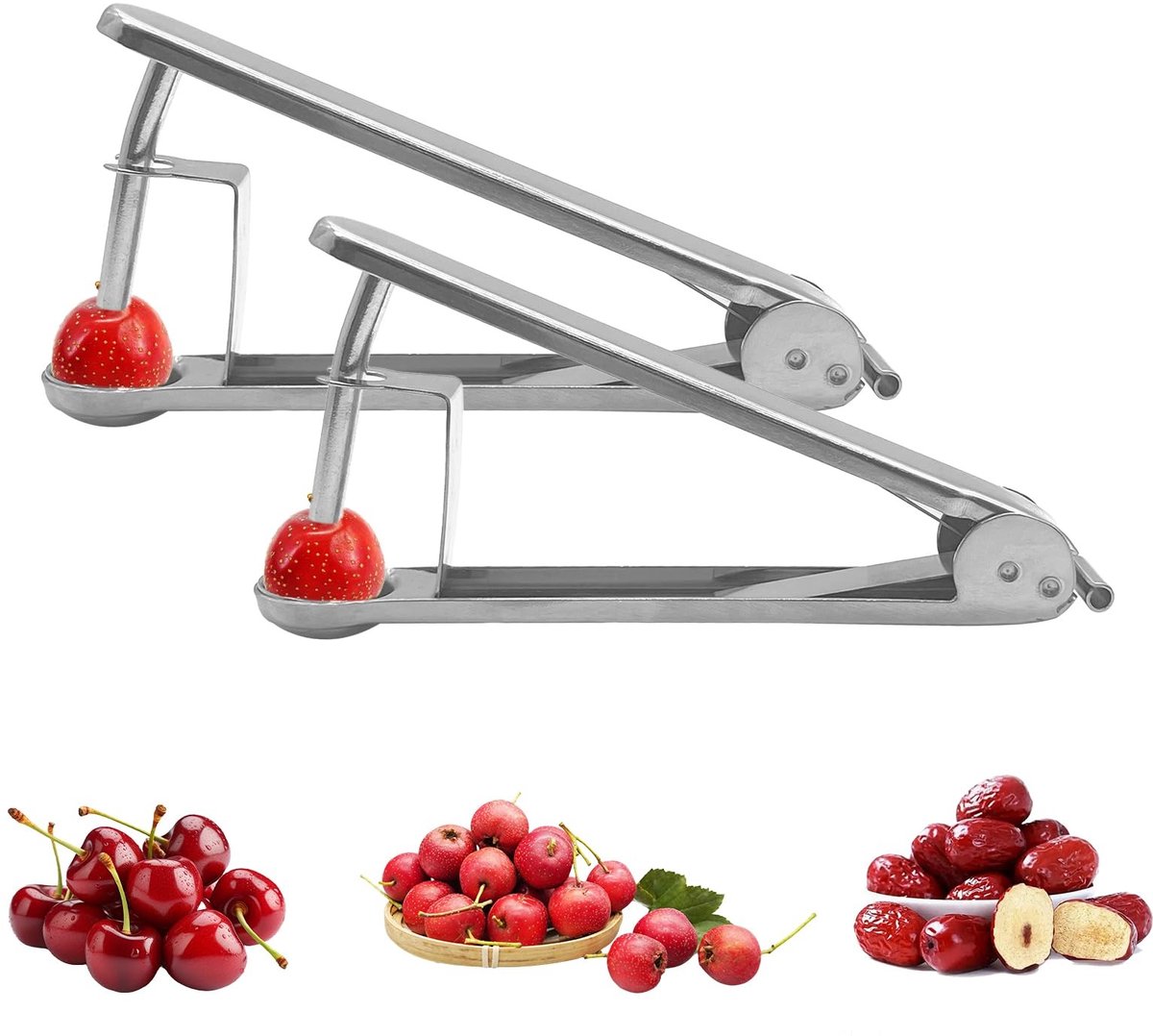 Solidchoice - Roestvrijstalen Kersenontpitter Set van 2