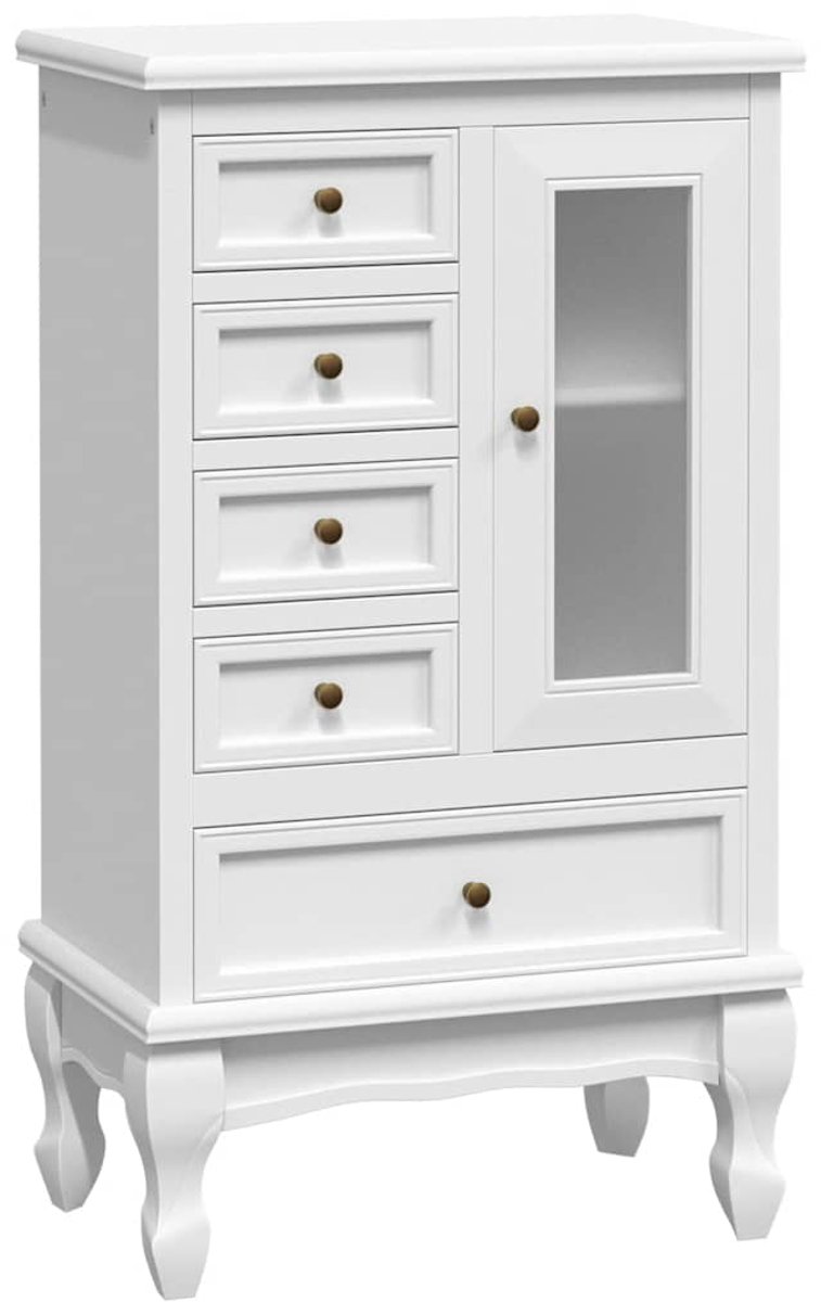 Bol.com vidaXL - Kast - met - 5 - lades - en - 2 - planken - wit aanbieding