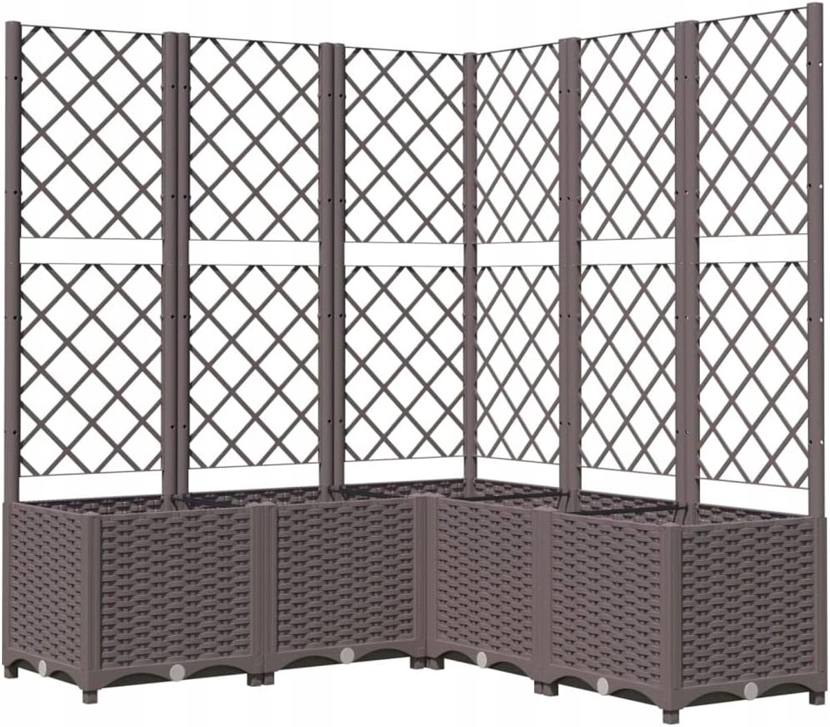 Bloembak met Trellis voor Balkon en Tuin - Bruin